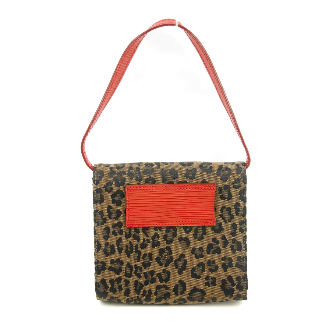 Fendi FF Cheetah Print Pattern Canvas Mini Pochette Clutch Bag #3406