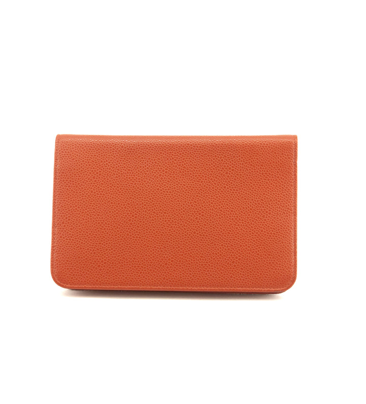 Chanel Caviar Skin Orange Wallet On A Chain Shoulder Bag   #3423