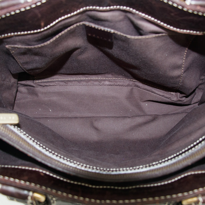 Celine Dark Brown Leather Boogie Tote Bag #3424
