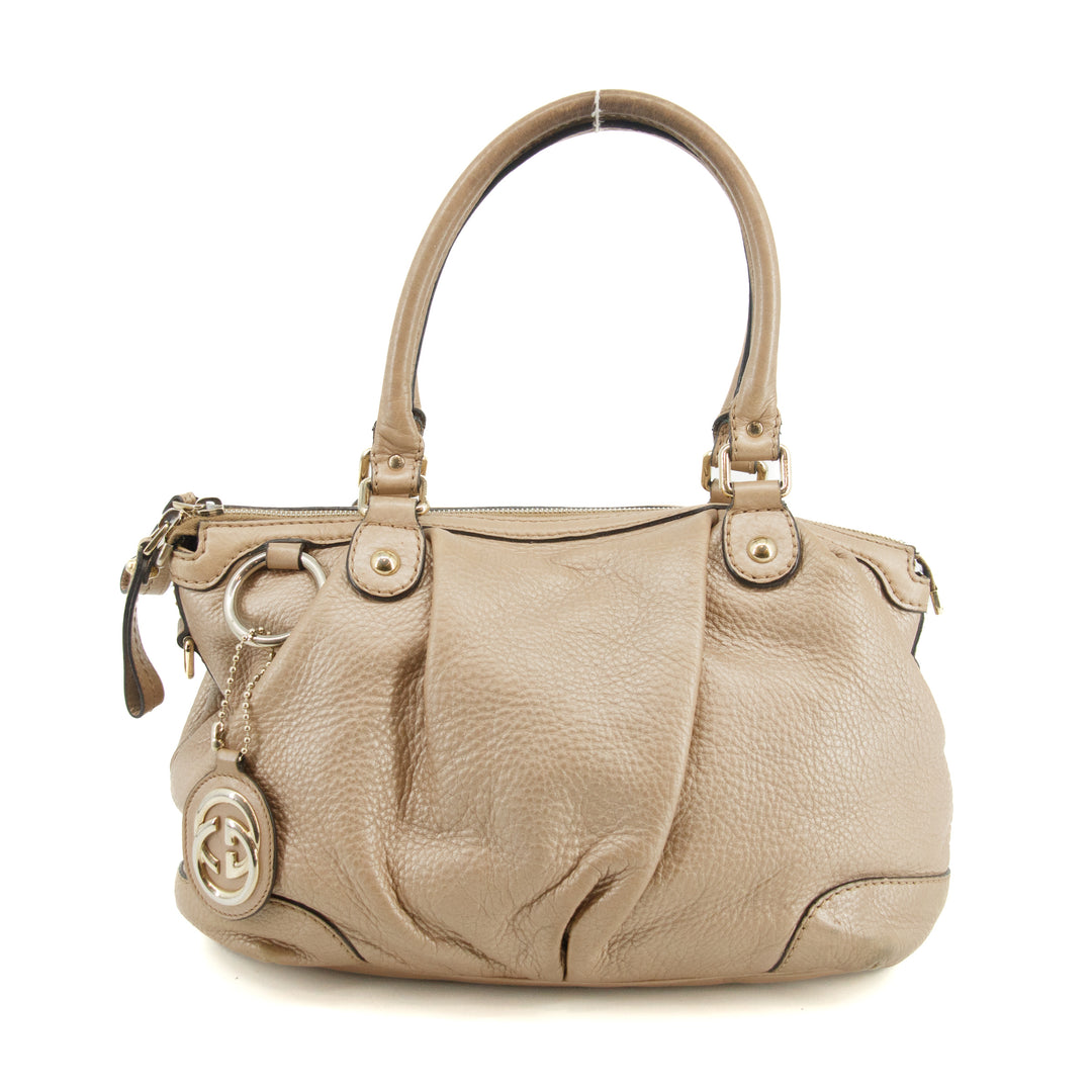 Gucci Sukey Metallic Beige Leather Shoulder Bag #3426