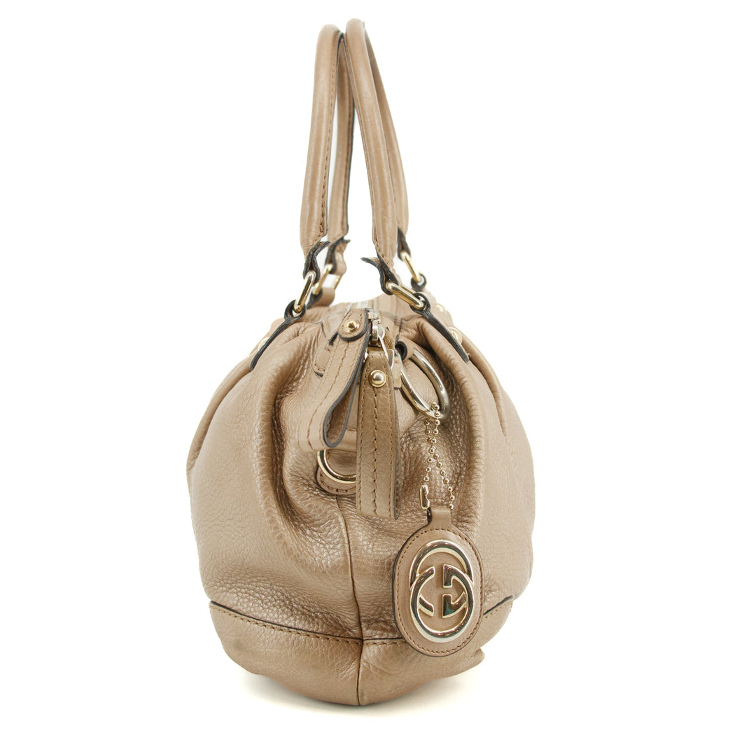 Gucci Sukey Metallic Beige Leather Shoulder Bag #3426