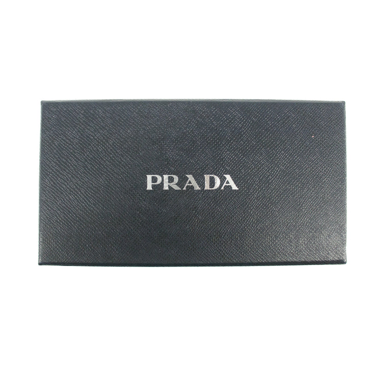 Prada Blue Saffiano Leather Long Bow Zip Around Wallet #3427