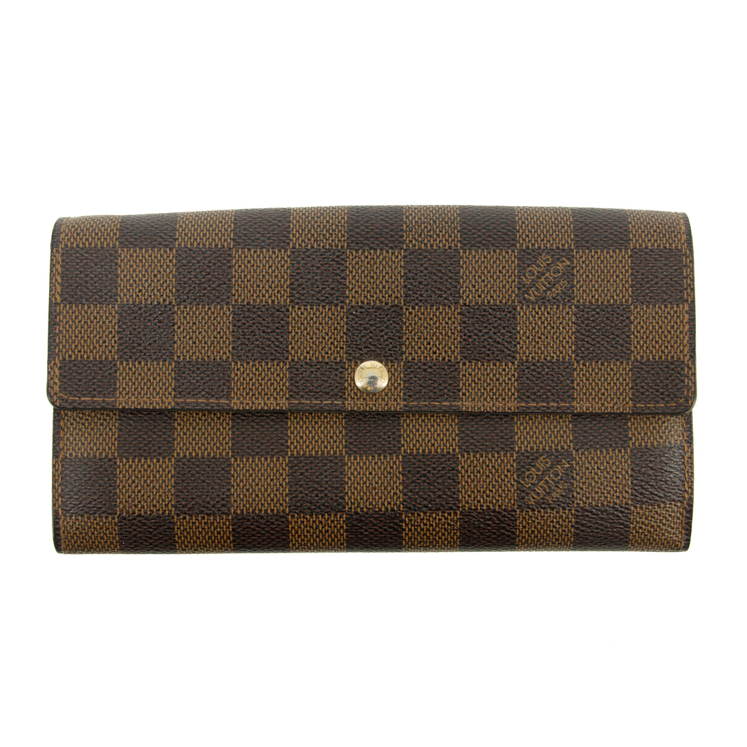 Louis Vuitton Damier Ebene Sarah Wallet Brown #3436