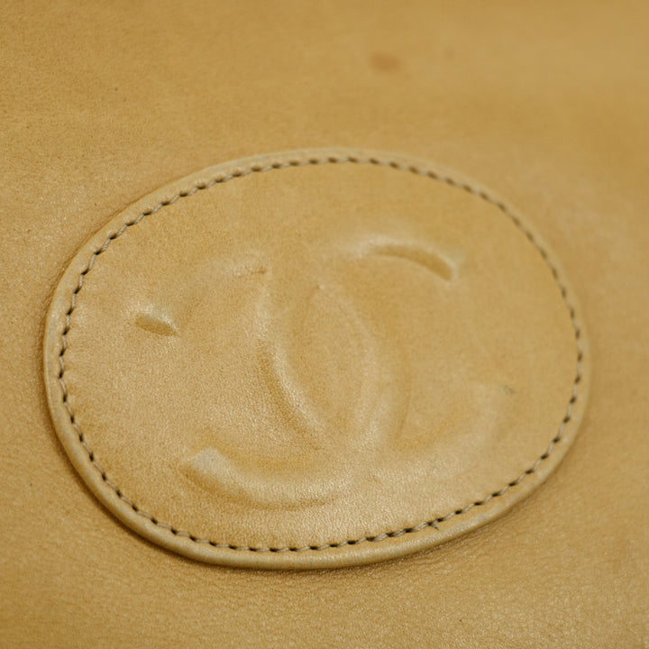 Chanel Coco Mark Beige Lambskin CC Logo Chain Shoulder Bag #3453