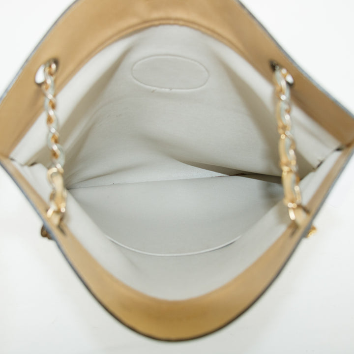 Chanel Coco Mark Beige Lambskin CC Logo Chain Shoulder Bag #3453