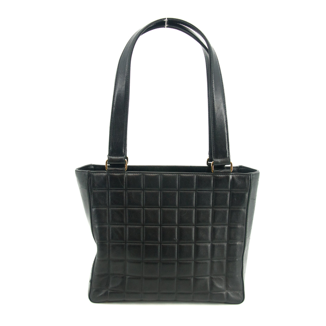 Chanel Black Lambskin Chocolate Bag Square Quilt Tote Bag #3455