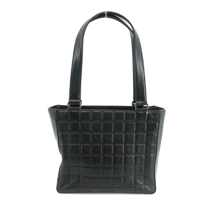 Chanel Black Lambskin Chocolate Bag Square Quilt Tote Bag #3455