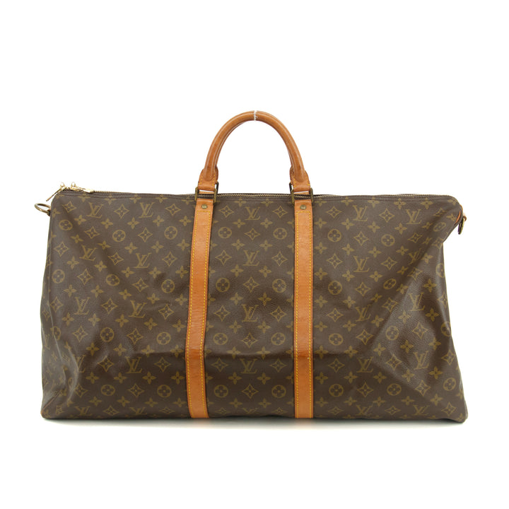 Louis Vuitton Monogram Canvas Brown Keepall 60 Bandouliere Boston Bag  #3456