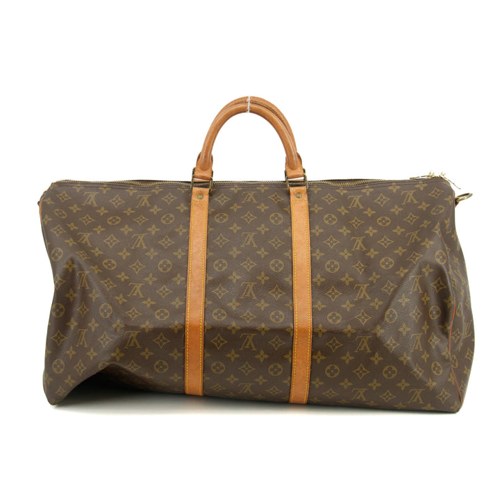 Louis Vuitton Monogram Canvas Brown Keepall 60 Bandouliere Boston Bag  #3456