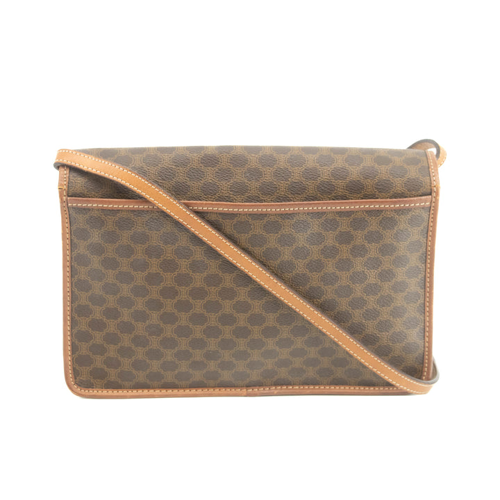 Celine Brown Macadam PVC x Leather Trim Shoulder Bag #3541