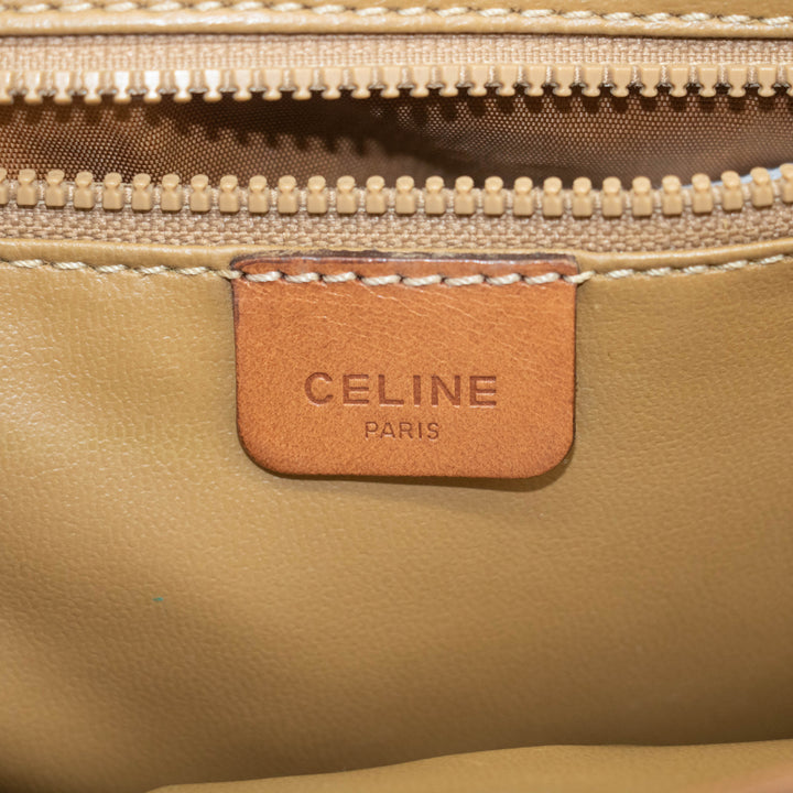 Celine Brown Macadam PVC x Leather Trim Shoulder Bag #3541