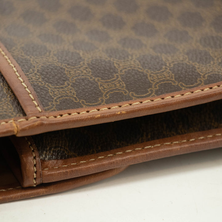 Celine Brown Macadam PVC x Leather Trim Shoulder Bag #3541