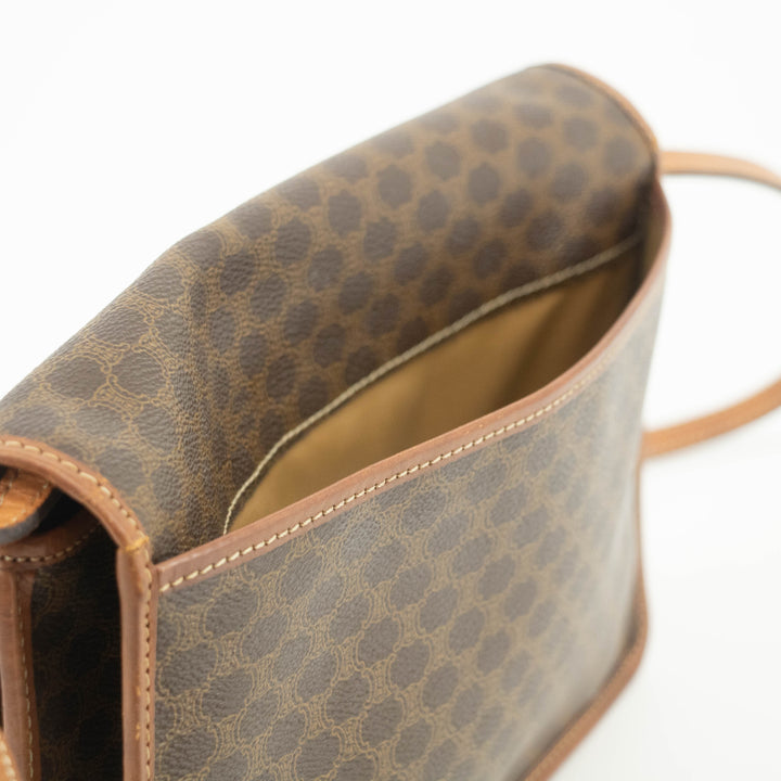 Celine Brown Macadam PVC x Leather Trim Shoulder Bag #3541