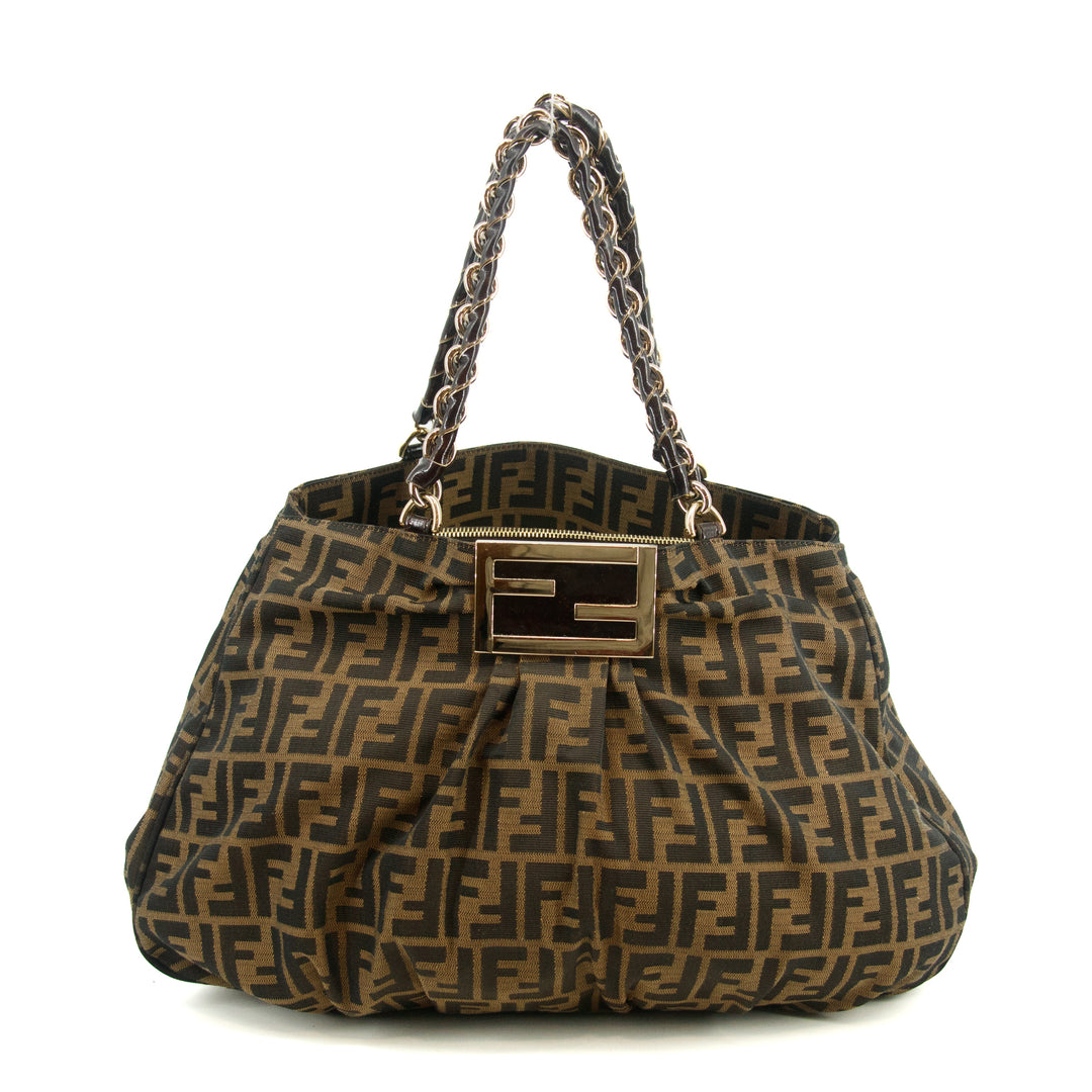 Fendi Mama Baguette Zucca FF Chain Shoulder Bag Brown #3546