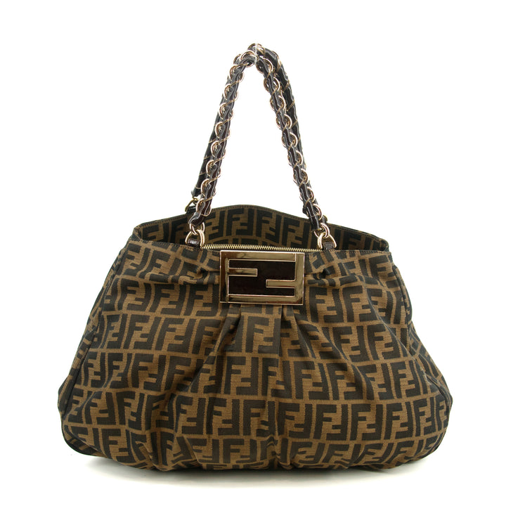 Fendi Mama Baguette Zucca FF Chain Shoulder Bag Brown #3546