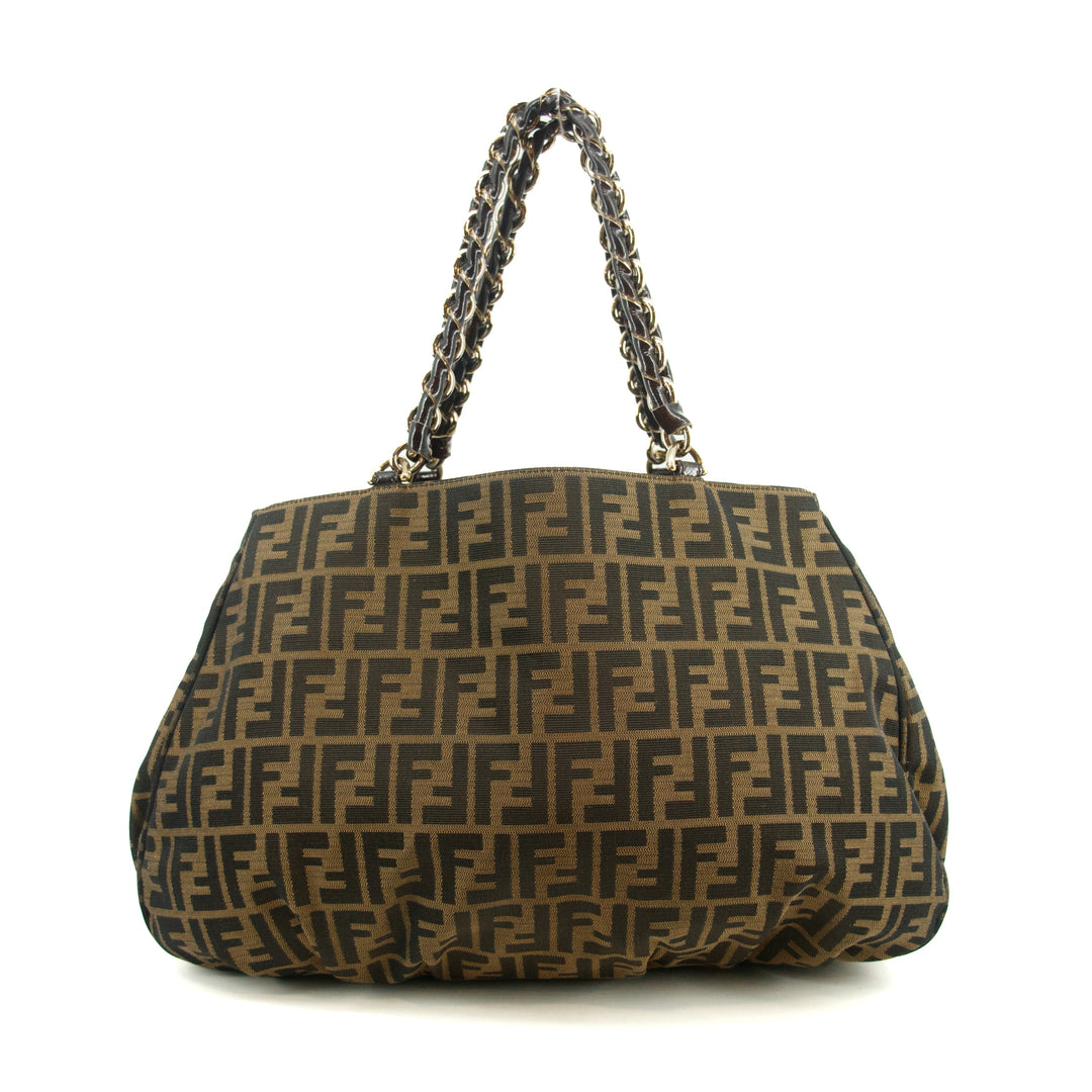 Fendi Mama Baguette Zucca FF Chain Shoulder Bag Brown #3546