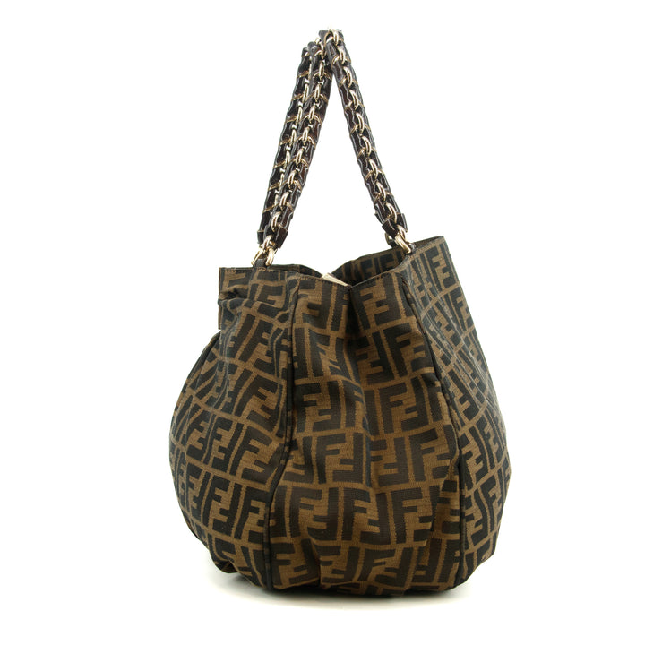 Fendi Mama Baguette Zucca FF Chain Shoulder Bag Brown #3546