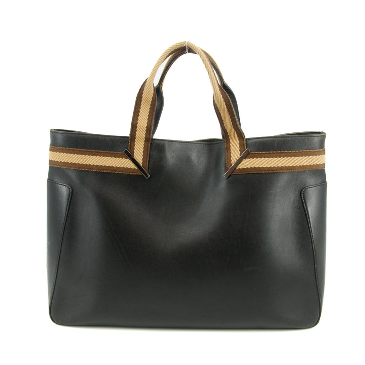 Gucci Black Leather Web Tote Bag #3549