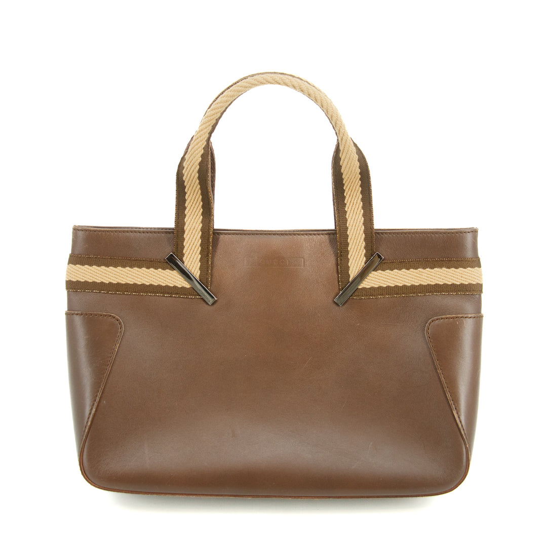 Gucci Brown Leather Web Tote Bag #3550