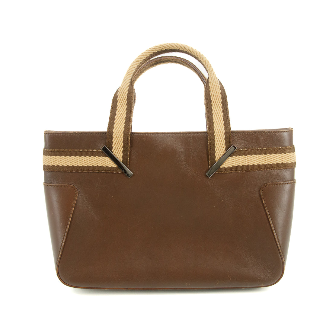 Gucci Brown Leather Web Tote Bag #3550