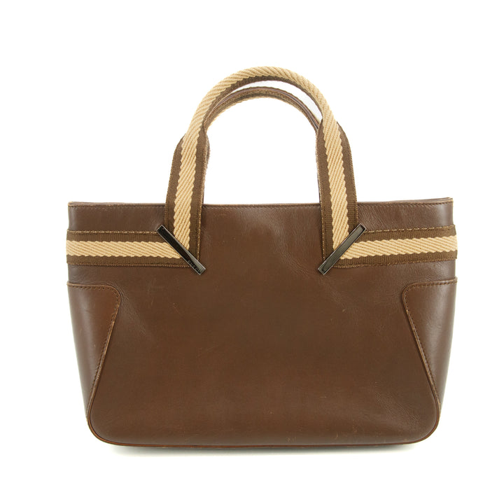 Gucci Brown Leather Web Tote Bag #3550