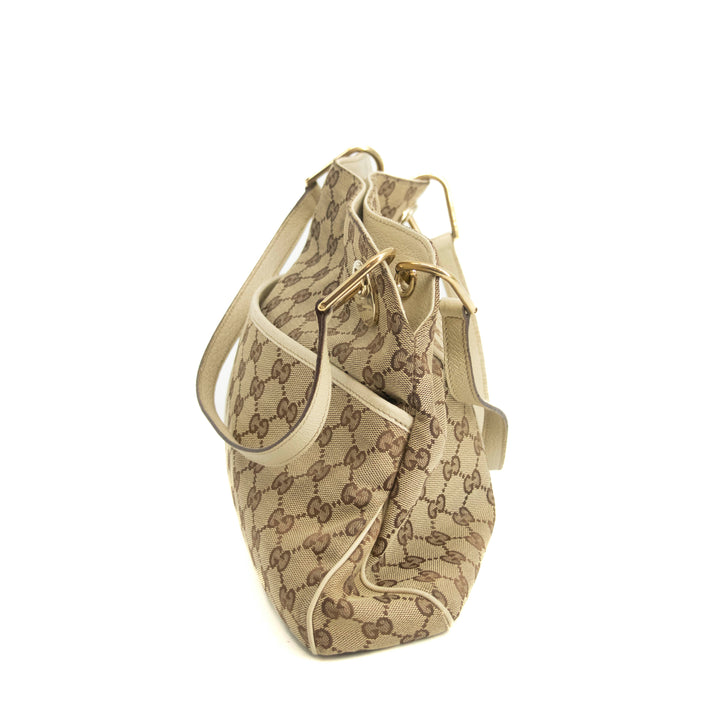Gucci GG Canvas Beige x White Eclipse Medium Shoulder Bag #3552