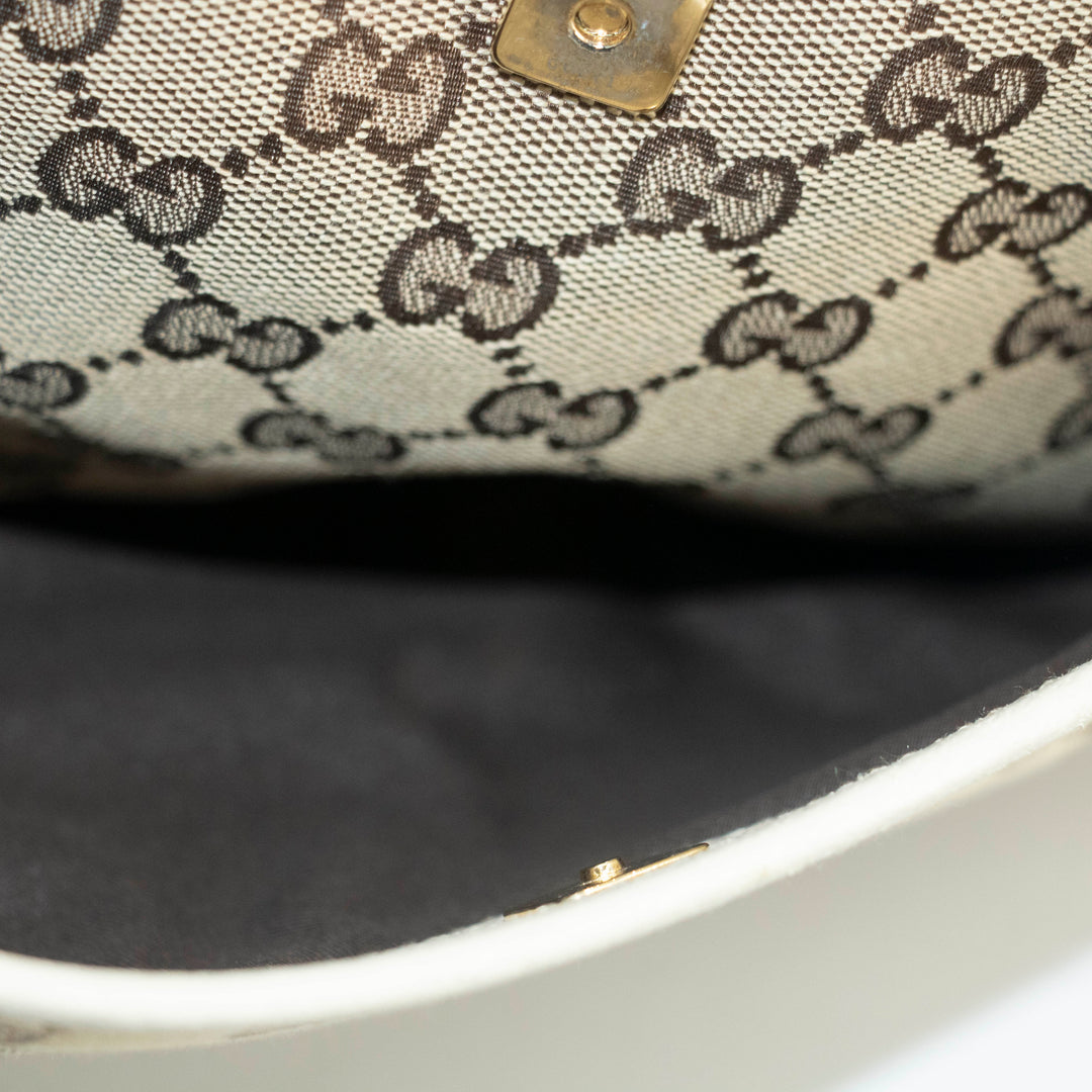 Gucci GG Canvas Beige x White Eclipse Medium Shoulder Bag #3552
