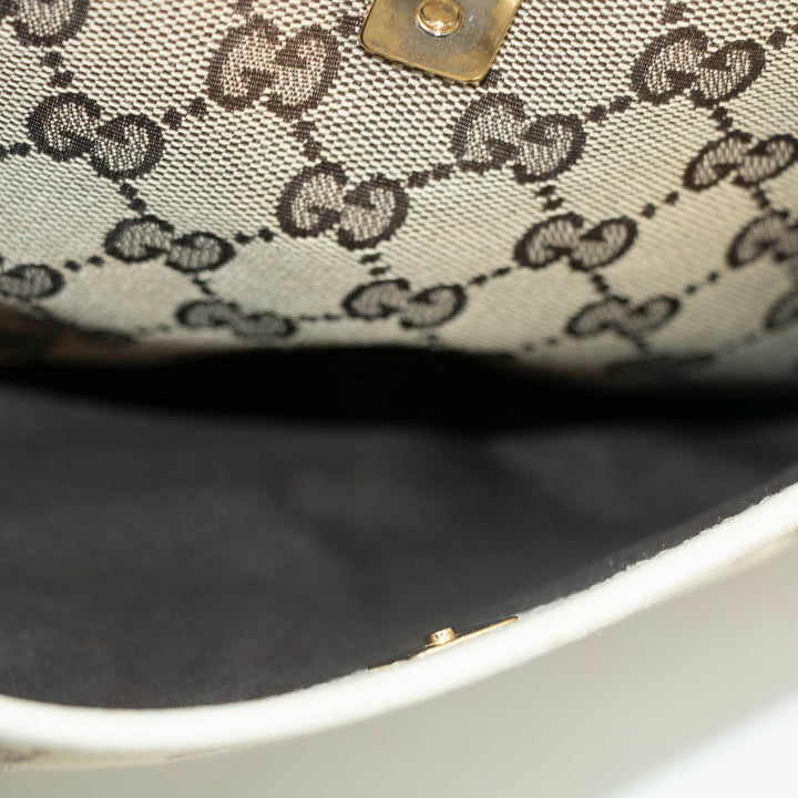 Gucci GG Canvas Beige x White Eclipse Medium Shoulder Bag #3552