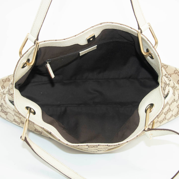 Gucci GG Canvas Beige x White Eclipse Medium Shoulder Bag #3552