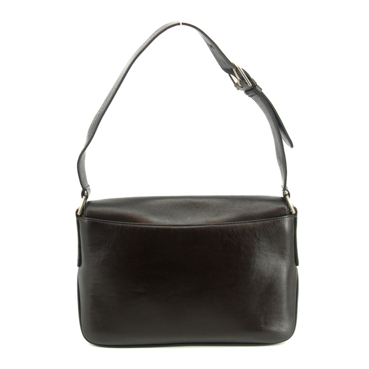Gucci Brown Leather Silver Hardware Vintage Shoulder Bag #3556