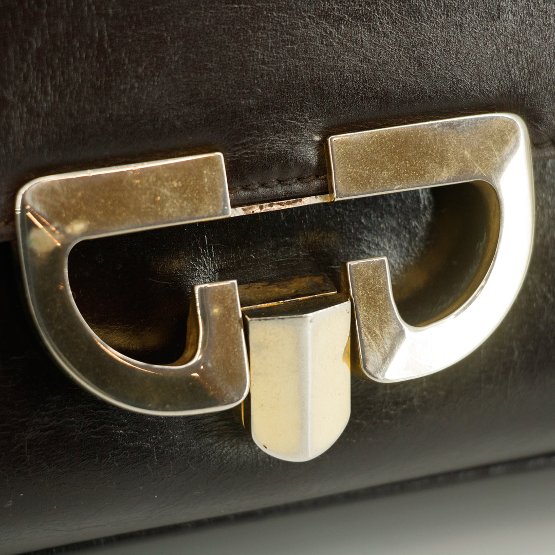 Gucci Brown Leather Silver Hardware Vintage Shoulder Bag #3556