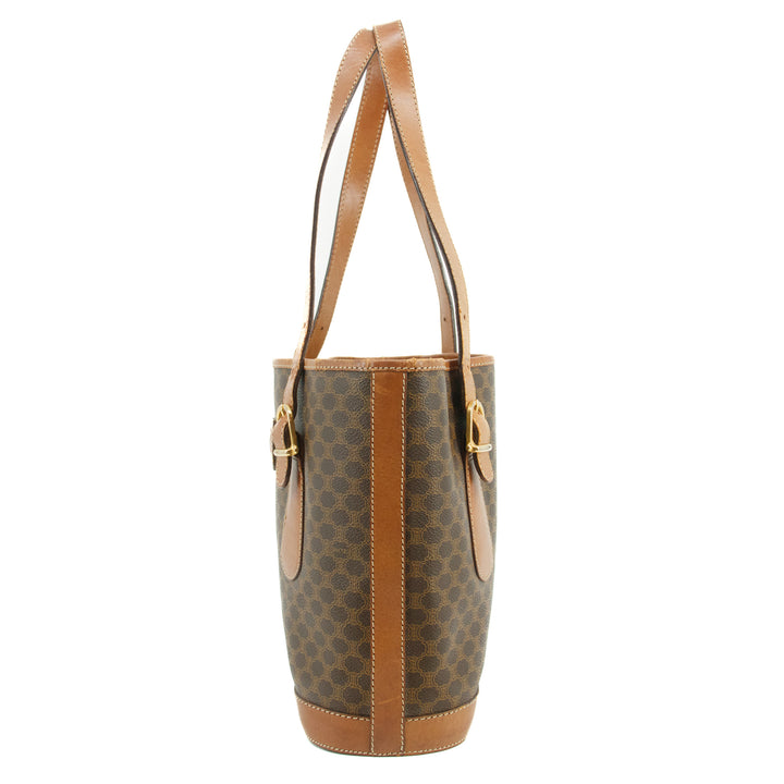 Celine Macadam Brown PVC x Leather Bucket Shoulder Bag #3566