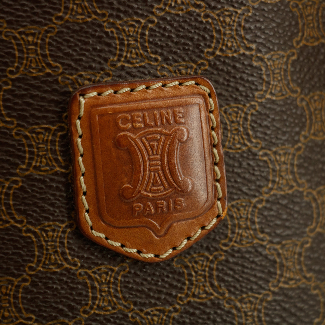 Celine Macadam Brown PVC x Leather Bucket Shoulder Bag #3566