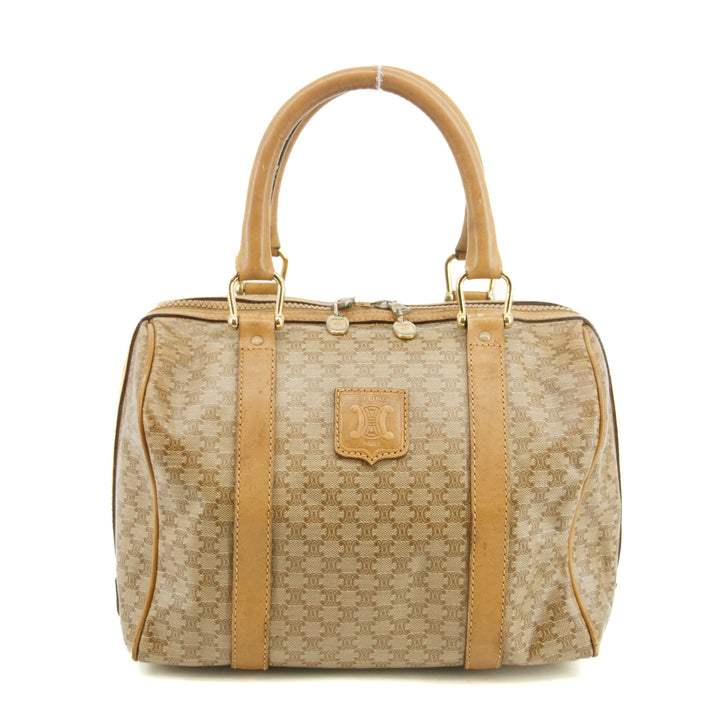 Celine Macadam Beige PVC x Leather Mini Boston Bag  #3567