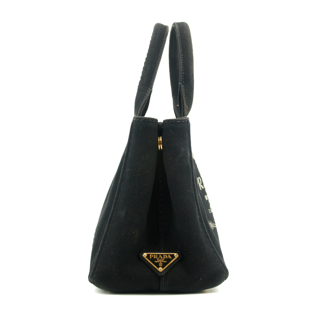 Prada Black Canvas Canapa Logo Tote Bag Small #3573
