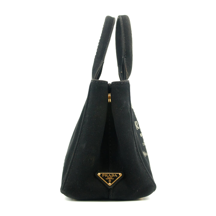 Prada Black Canvas Canapa Logo Tote Bag Small #3573