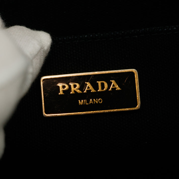 Prada Black Canvas Canapa Logo Tote Bag Small #3573