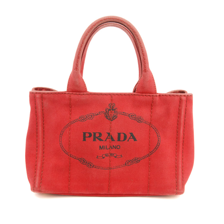 Prada Red Canvas Canapa Logo Tote Bag Small #3574