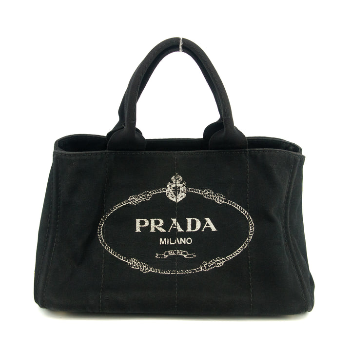 Prada Black Canvas Canapa Logo Tote Bag Medium #3576