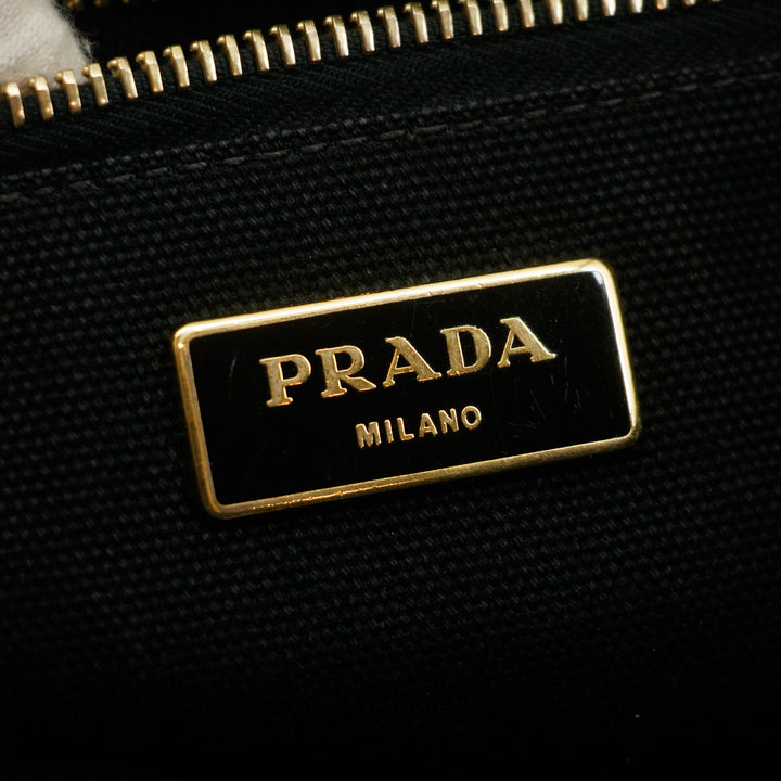 Prada Black Canvas Canapa Logo Tote Bag Medium #3576