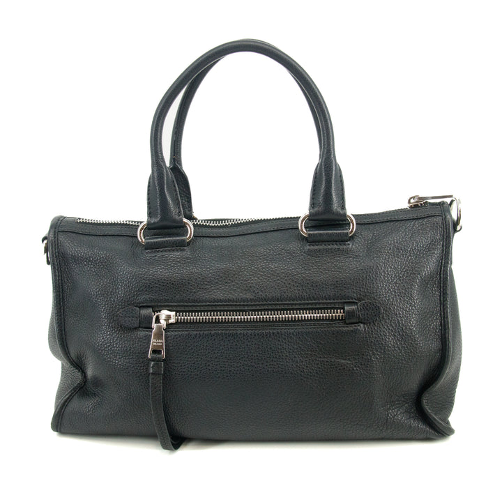 Prada Vitello Phenix Black Top Handle 2Way Shopping Shoulder Bag #3577