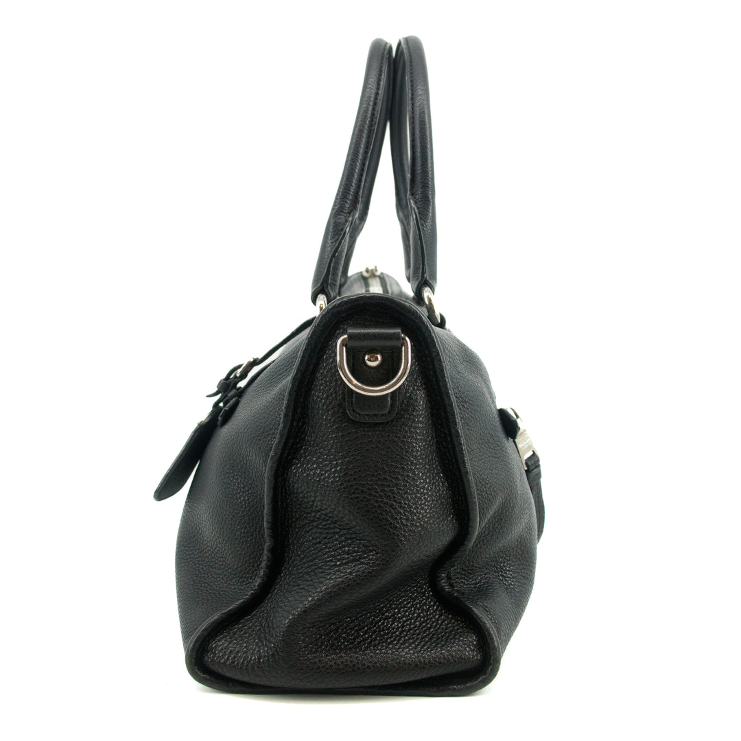 Prada Vitello Phenix Black Top Handle 2Way Shopping Shoulder Bag #3577