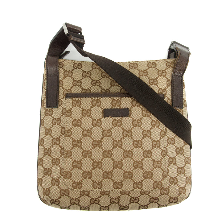 Gucci GG Canvas Beige Flat Crossbody Bag #3588