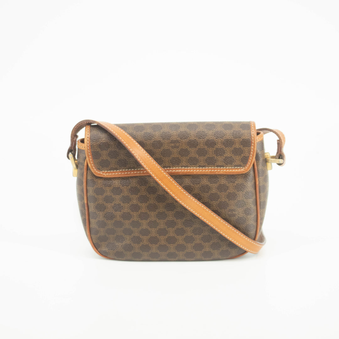 Celine Macadam Brown PVC x Leather Shoulder Bag #3593