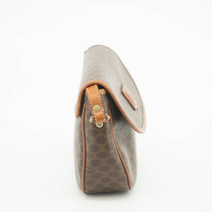 Celine Macadam Brown PVC x Leather Shoulder Bag #3593