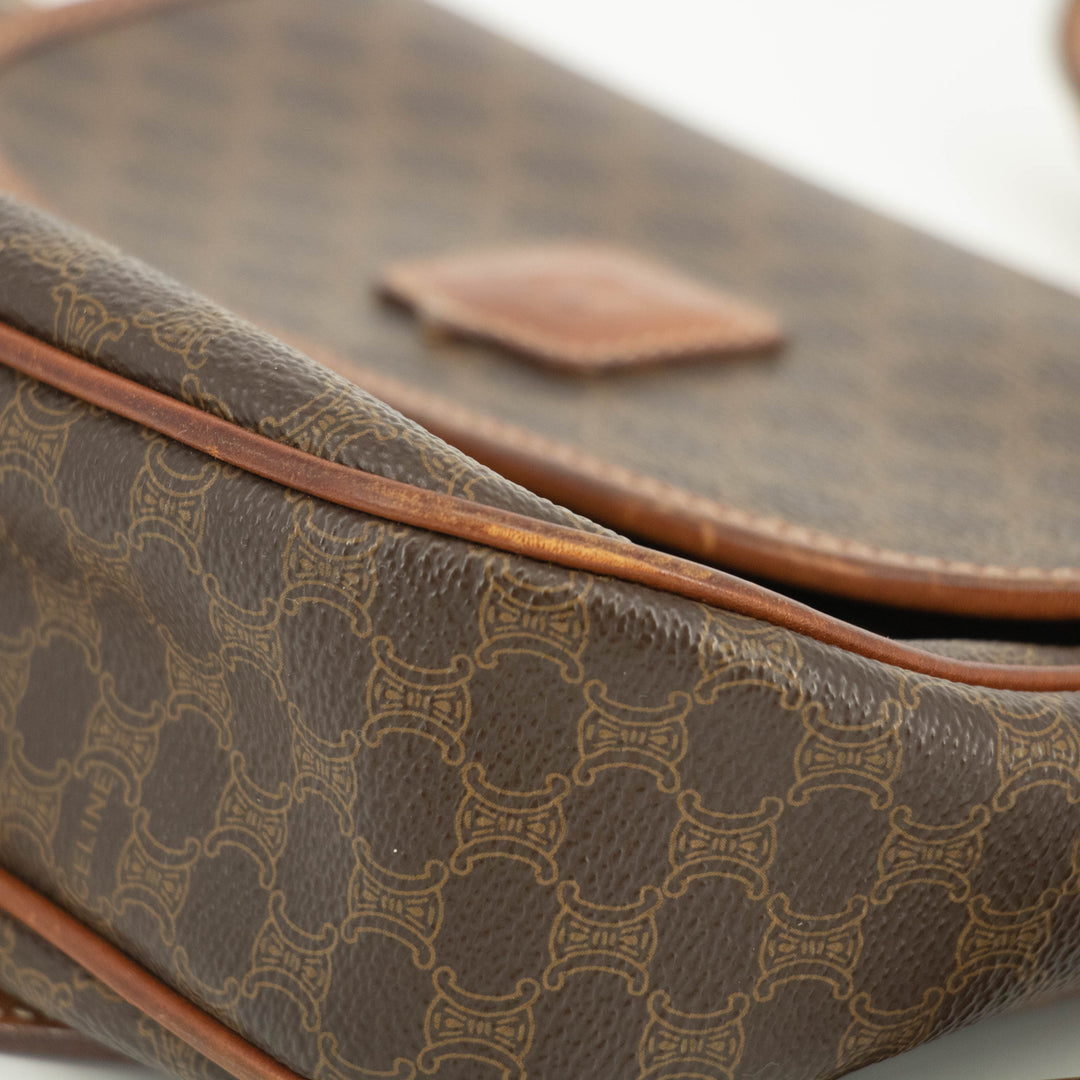 Celine Macadam Brown PVC x Leather Shoulder Bag #3593