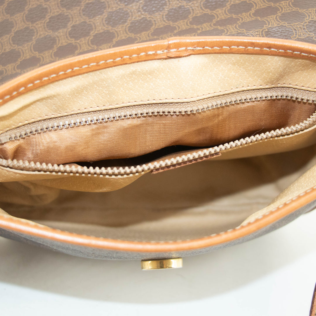 Celine Macadam Brown PVC x Leather Shoulder Bag #3593