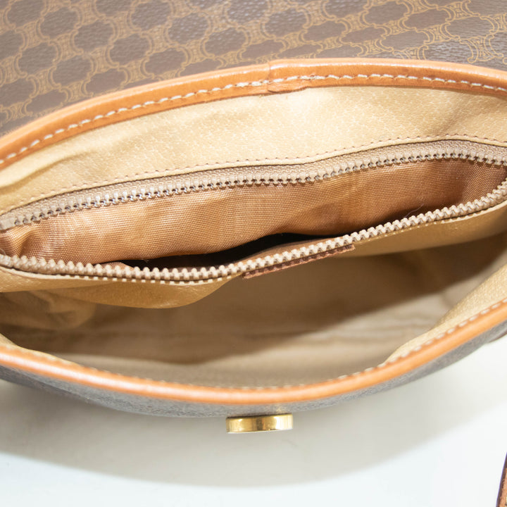 Celine Macadam Brown PVC x Leather Shoulder Bag #3593