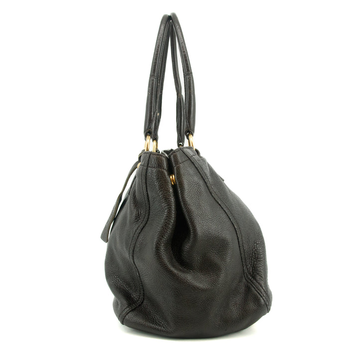 Prada Vitello Daino Black Leather 2Way Shoulder Bag #3598