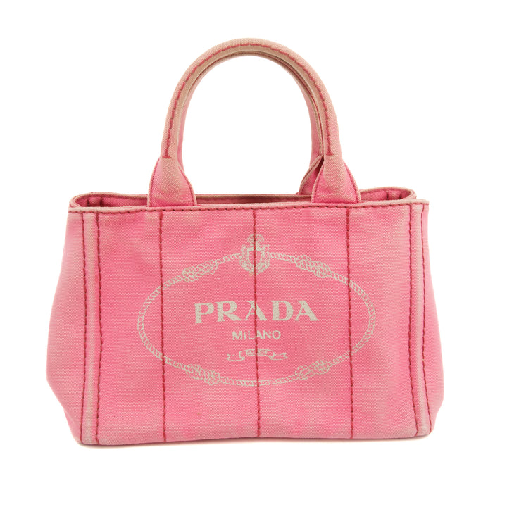Prada Pink Canvas Canapa Logo 2Way Tote Bag Small #3600